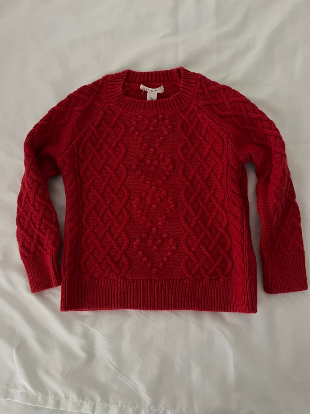 Crewcuts CHILDRENS Red Cable-Knit Crewneck Sweater-sz4-5